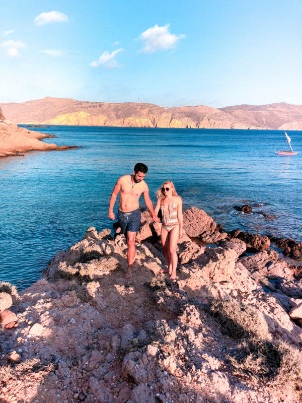 Views from the rocks at Agios Sostis Beach in Mykonos - Greece