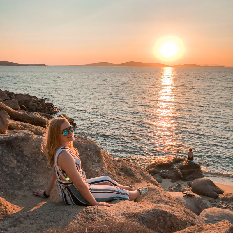 Sunset at Agios Ioannis Beach in Mykonos - Greece