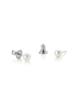 Jersey Pearl Silver 5.0-5.5mm Freshwater Pearl Studs White