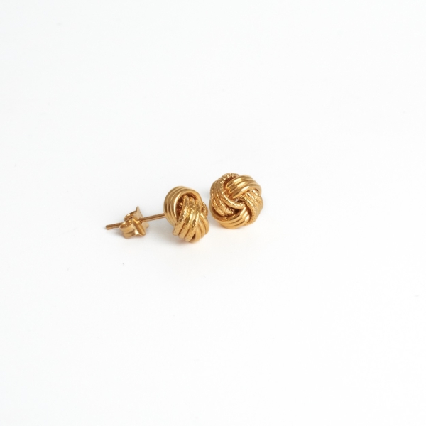 18ct Yellow Gold Knot Earrings - Image 2