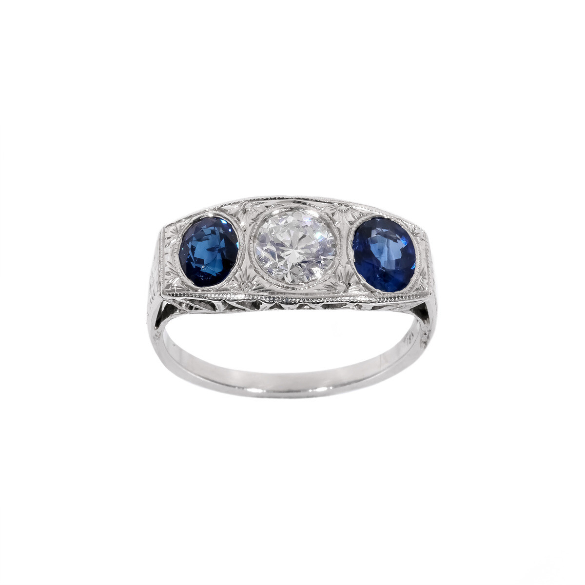 Pre Owned 18ct White Gold Sapphire & Diamond Ring