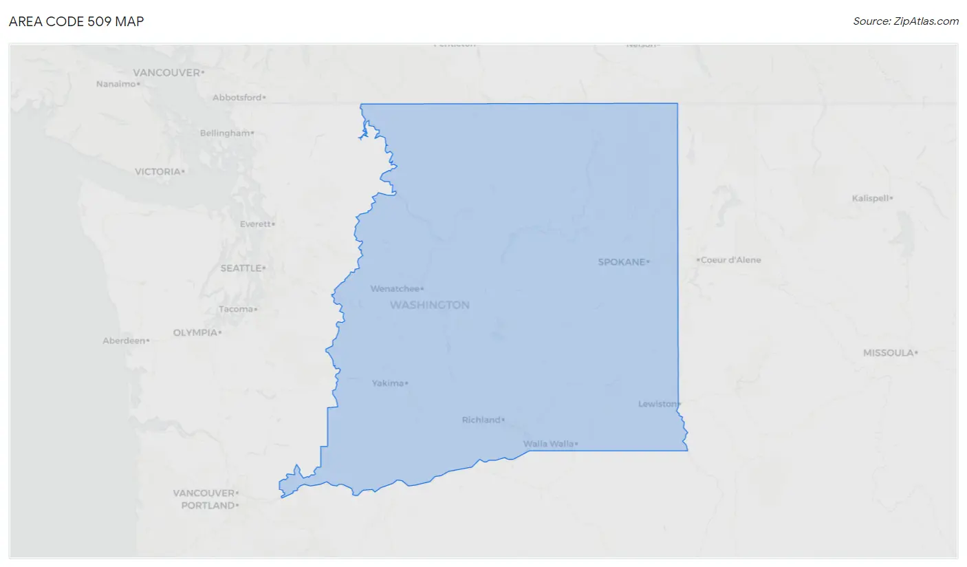 Area Code 509 Map