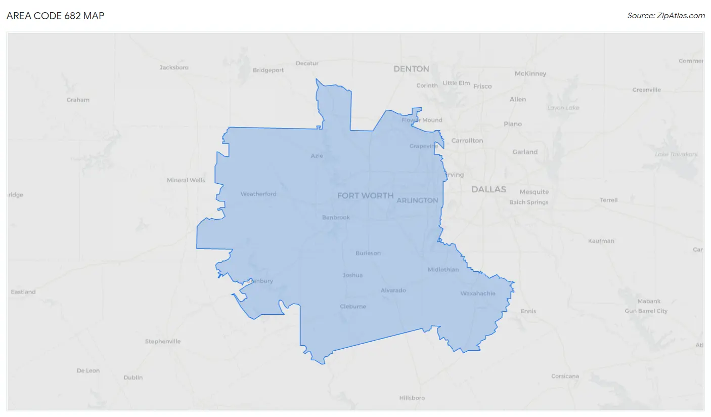 Area Code 682 Map