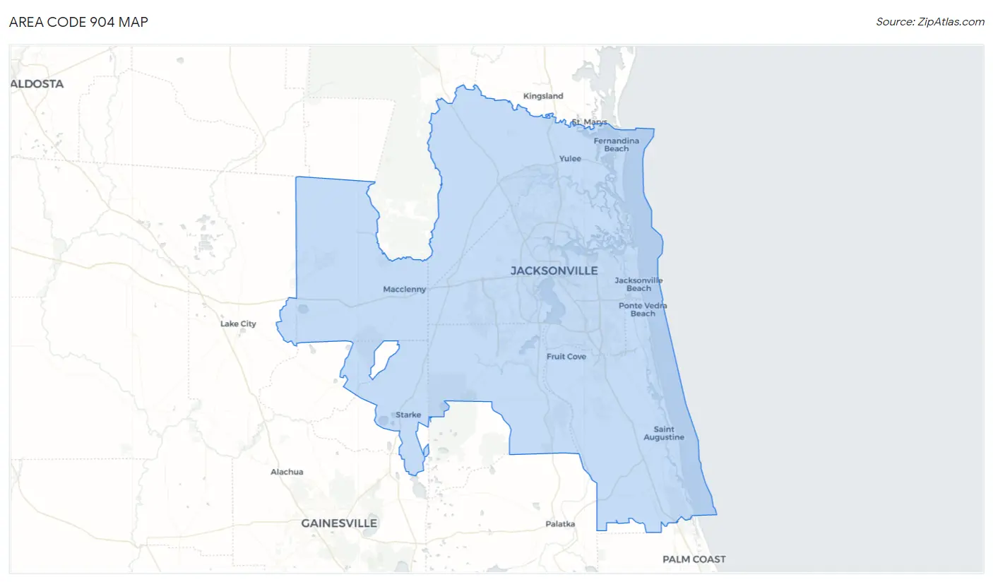 Area Code 904 Map