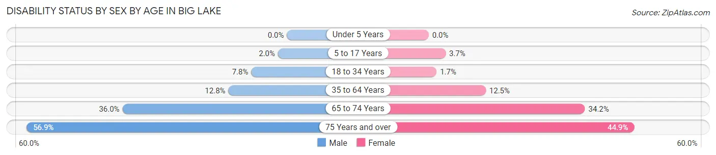 Disability Status by Sex by Age in Big Lake