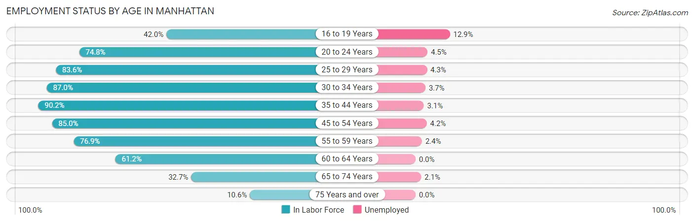 Employment Status by Age in Manhattan