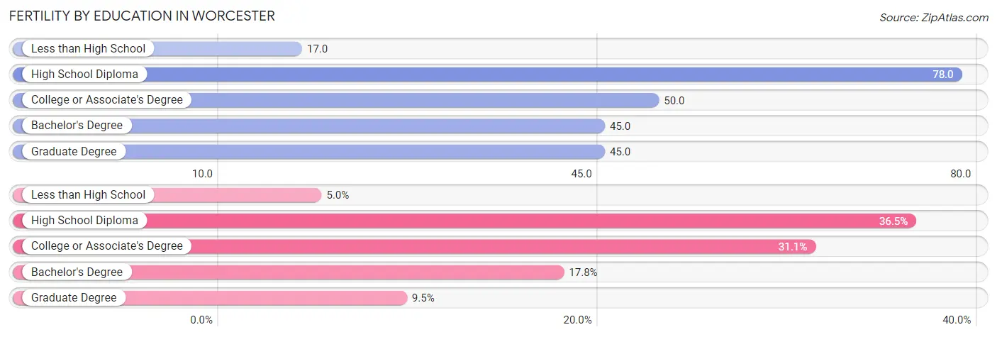 Female Fertility by Education Attainment in Worcester