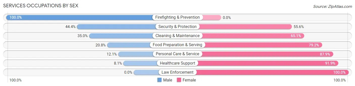 Services Occupations by Sex in Montague