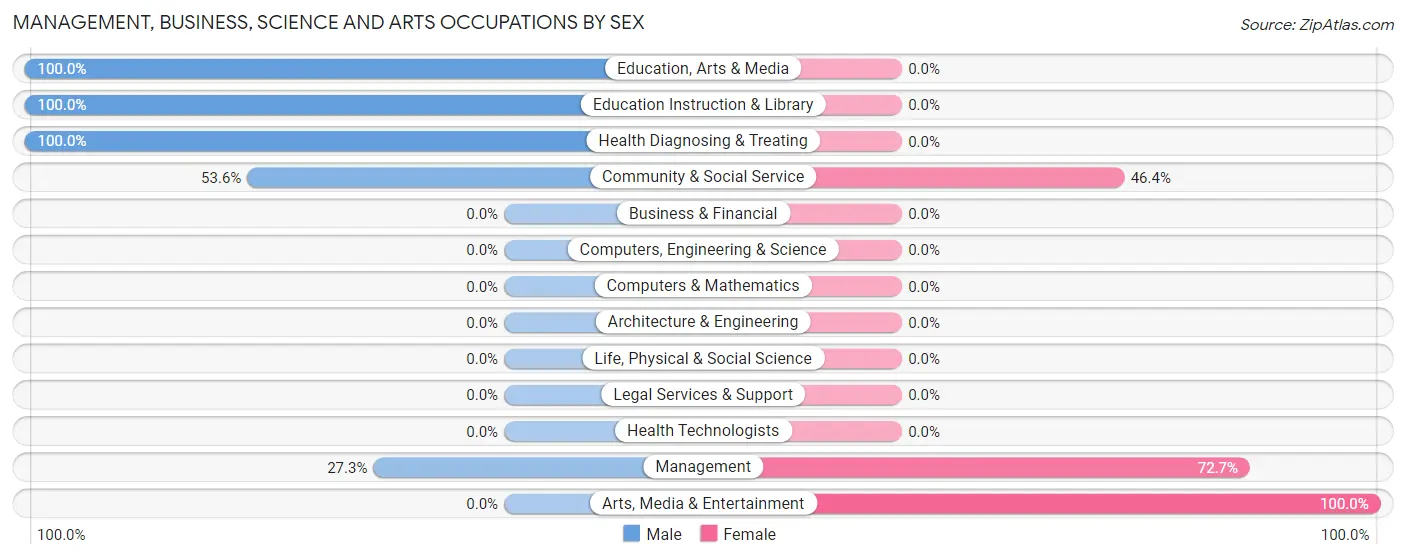 Management, Business, Science and Arts Occupations by Sex in Rock