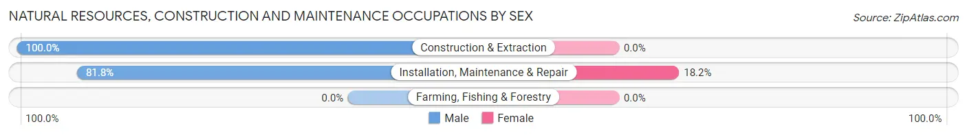 Natural Resources, Construction and Maintenance Occupations by Sex in Woodland