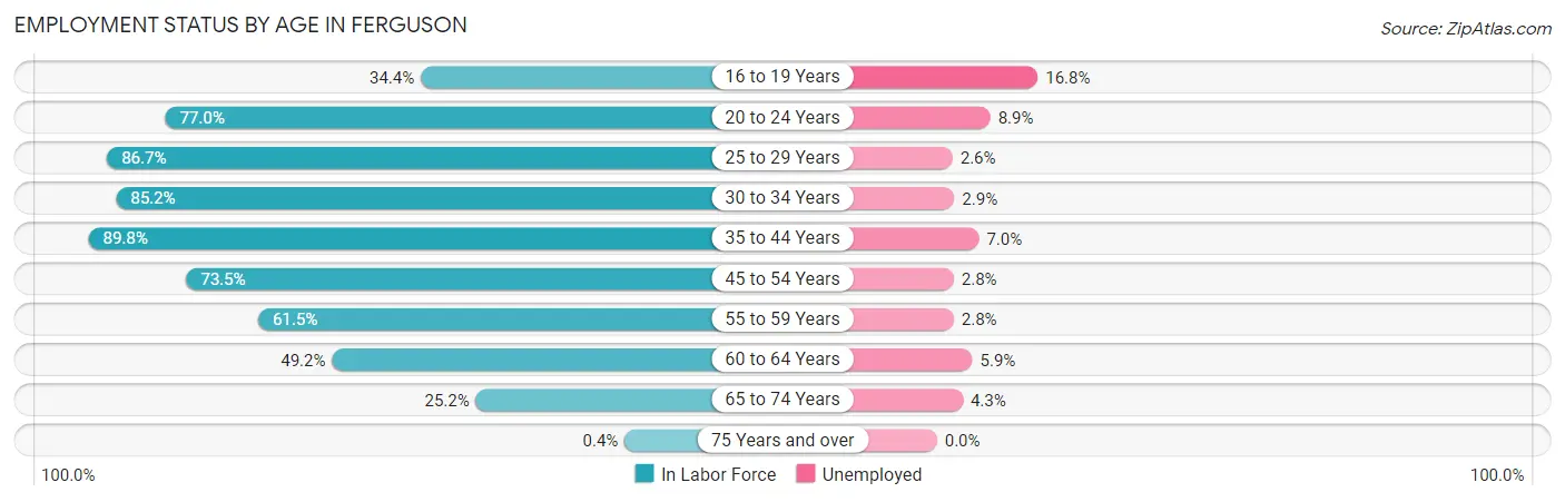 Employment Status by Age in Ferguson