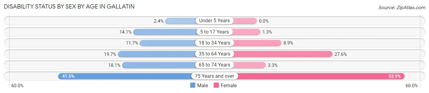 Disability Status by Sex by Age in Gallatin