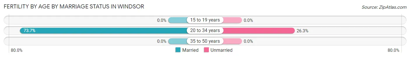 Female Fertility by Age by Marriage Status in Windsor