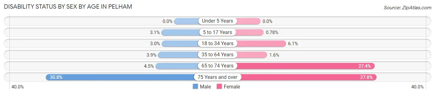 Disability Status by Sex by Age in Pelham