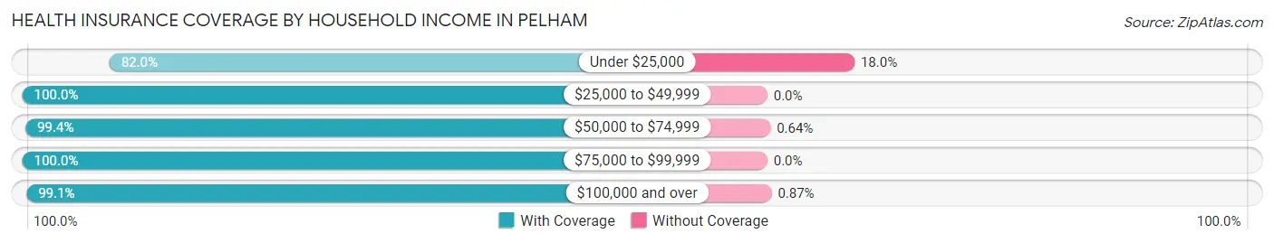 Health Insurance Coverage by Household Income in Pelham