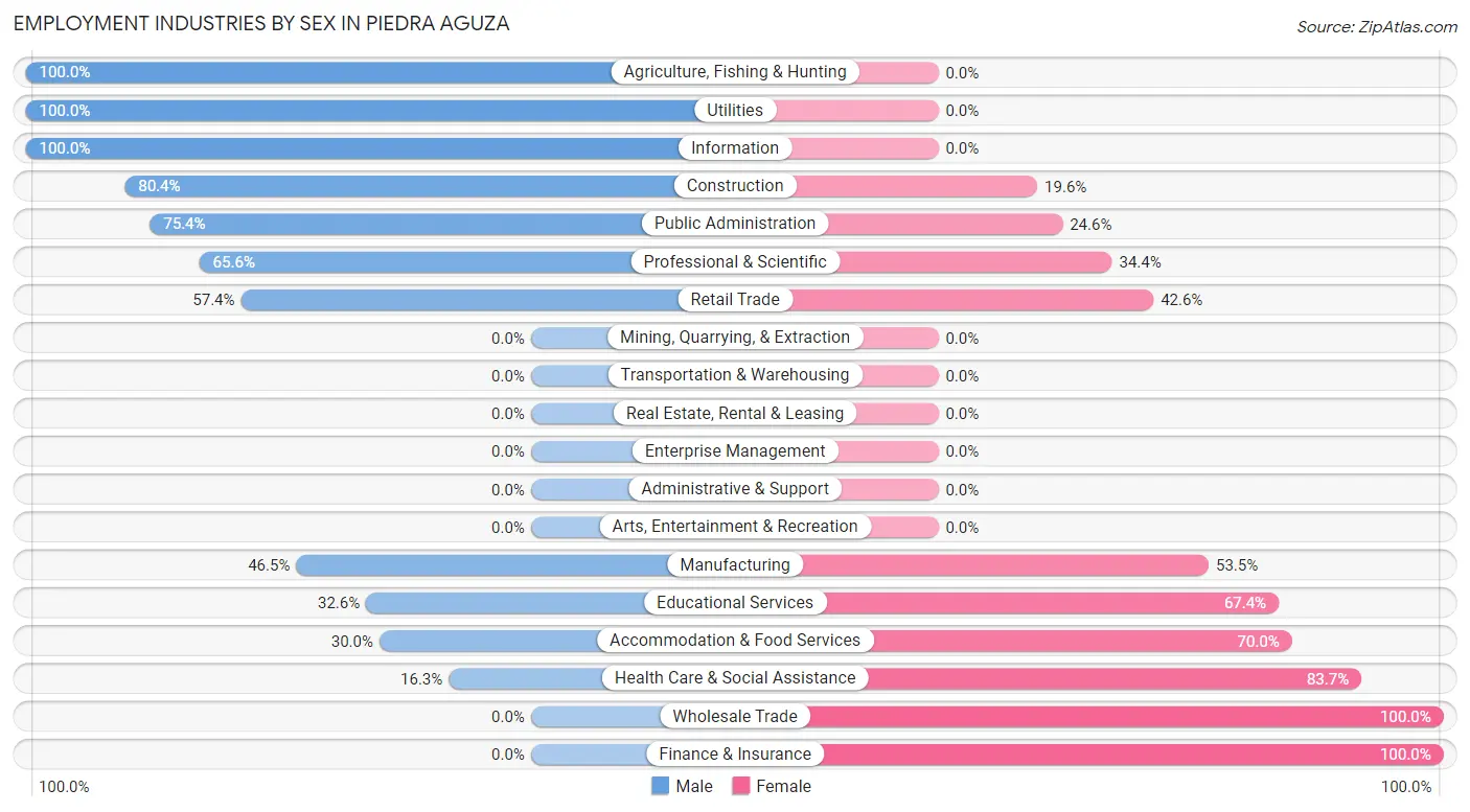 Employment Industries by Sex in Piedra Aguza