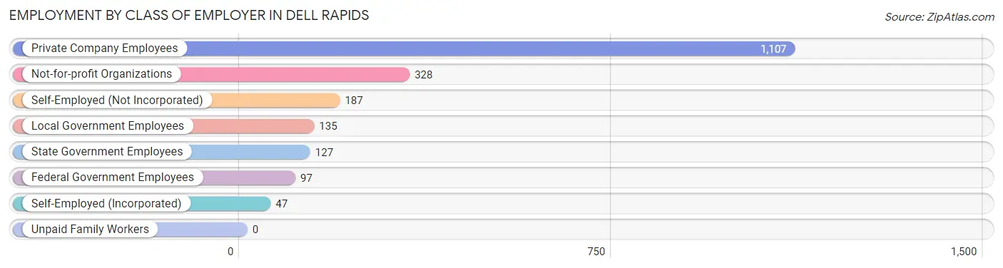 Employment by Class of Employer in Dell Rapids