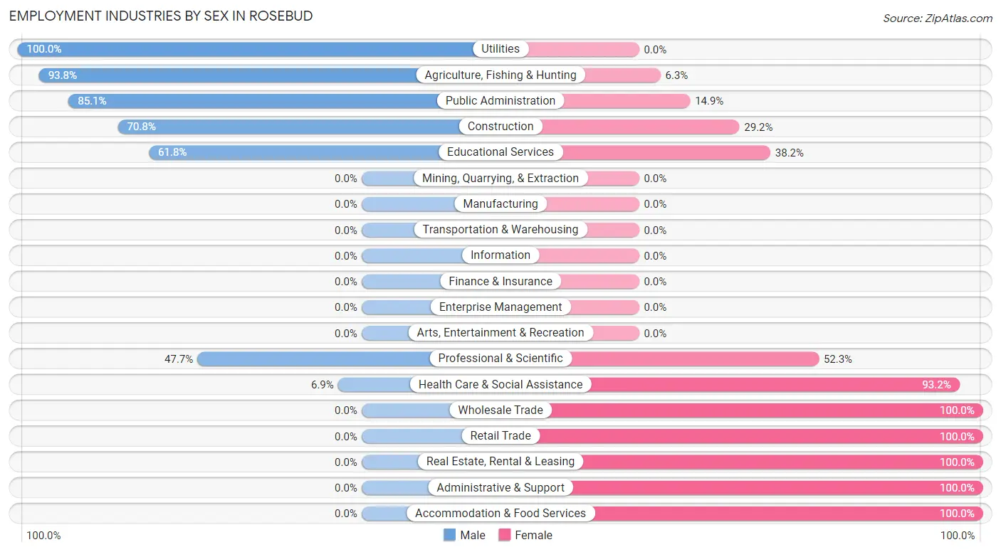 Employment Industries by Sex in Rosebud