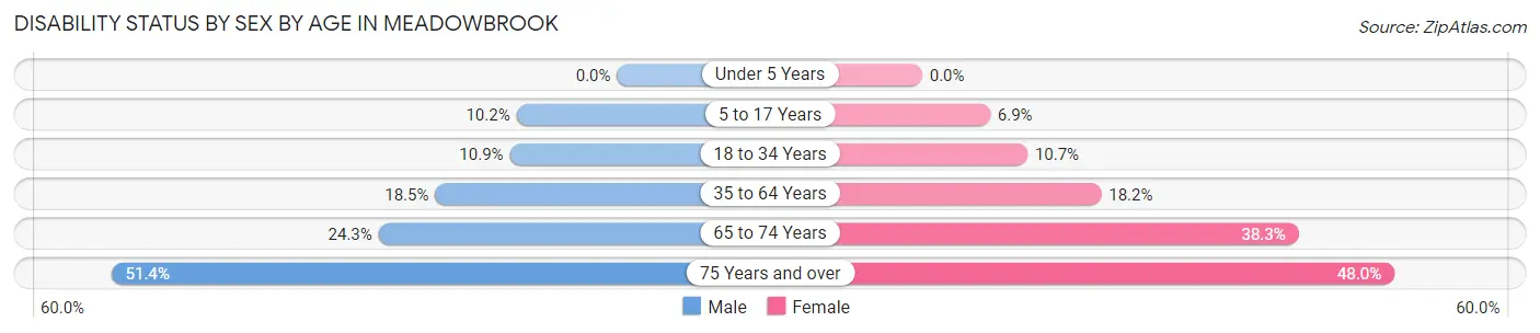 Disability Status by Sex by Age in Meadowbrook