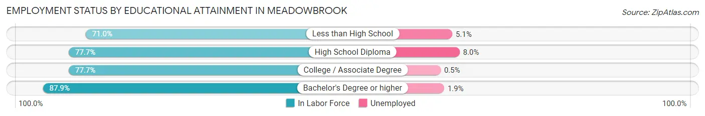 Employment Status by Educational Attainment in Meadowbrook