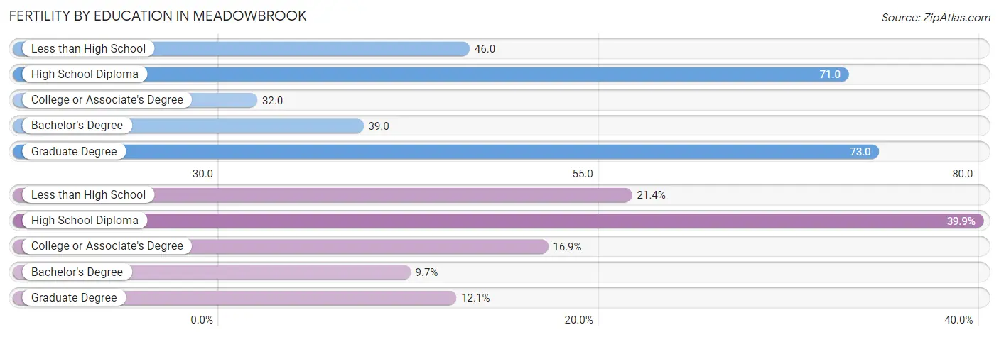 Female Fertility by Education Attainment in Meadowbrook