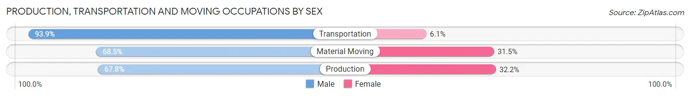 Production, Transportation and Moving Occupations by Sex in Meadowbrook