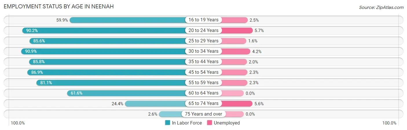 Employment Status by Age in Neenah