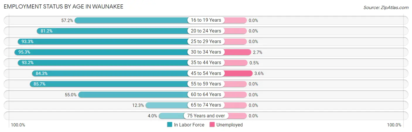 Employment Status by Age in Waunakee