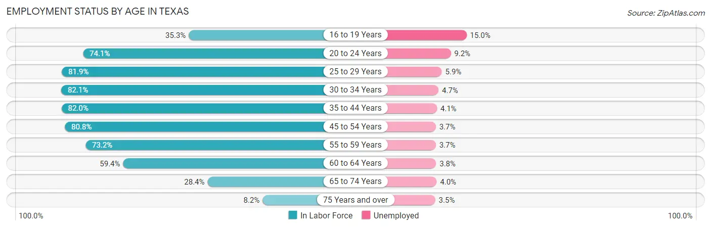 Employment Status by Age in Texas