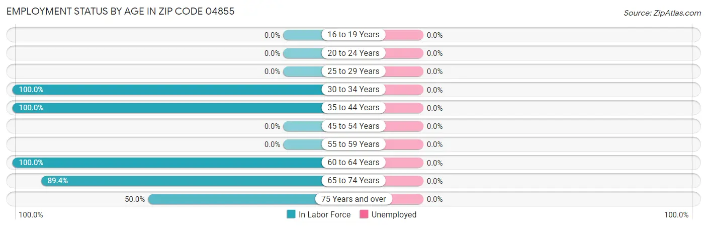 Employment Status by Age in Zip Code 04855