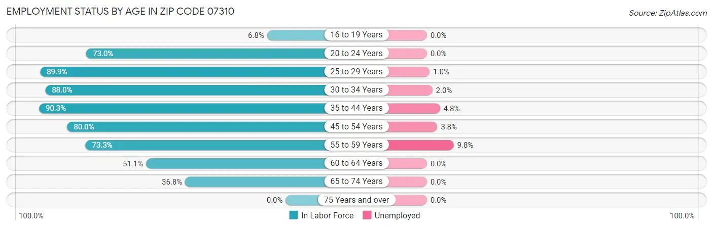 Employment Status by Age in Zip Code 07310