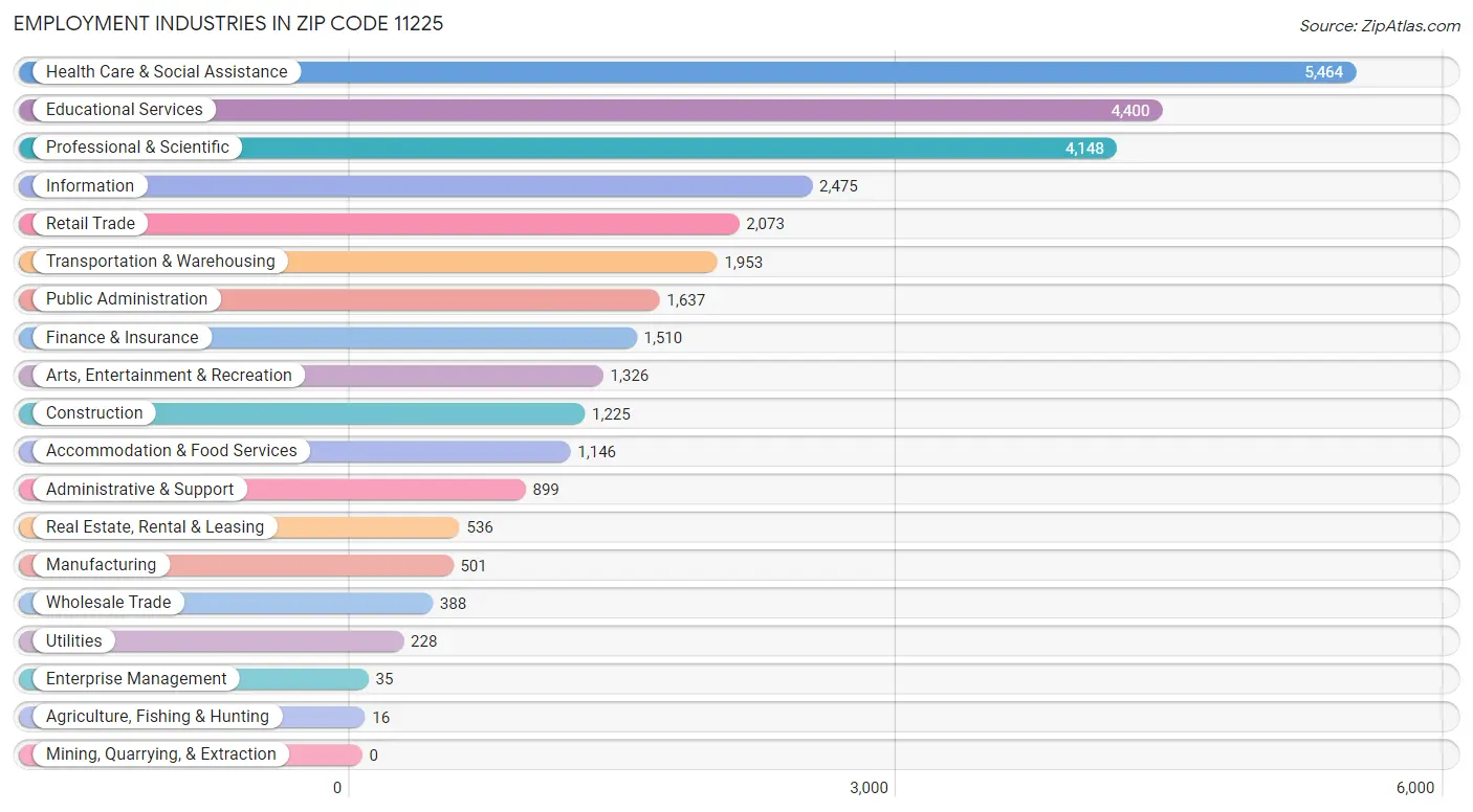 Employment Industries in Zip Code 11225