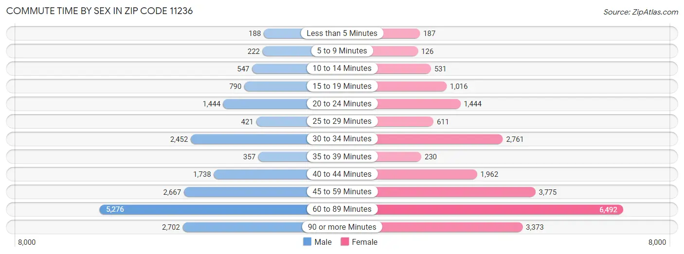 Commute Time by Sex in Zip Code 11236