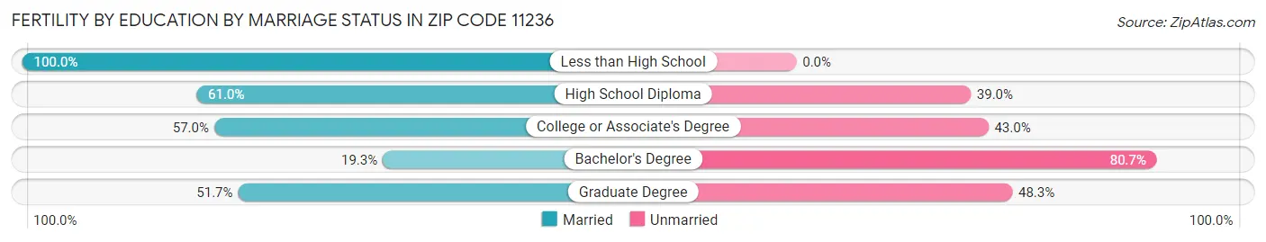 Female Fertility by Education by Marriage Status in Zip Code 11236