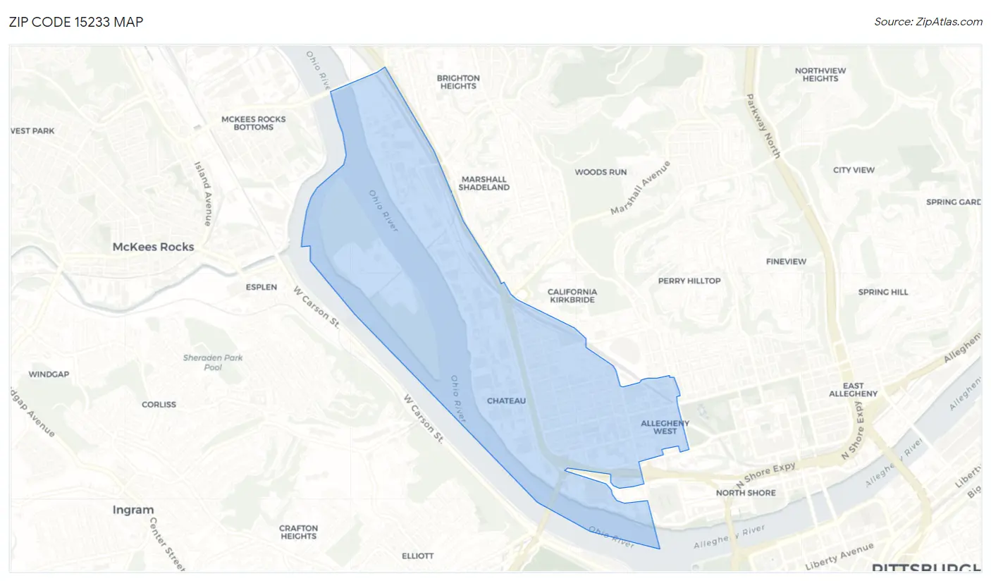 Zip Code 15233 Map