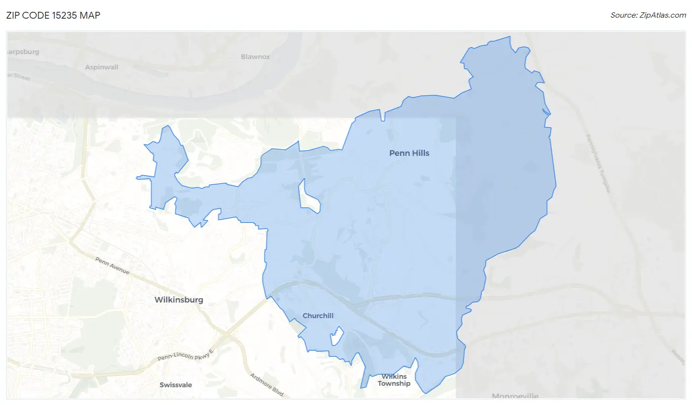 Zip Code 15235 Map