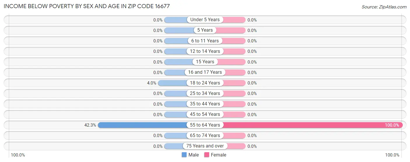 Income Below Poverty by Sex and Age in Zip Code 16677