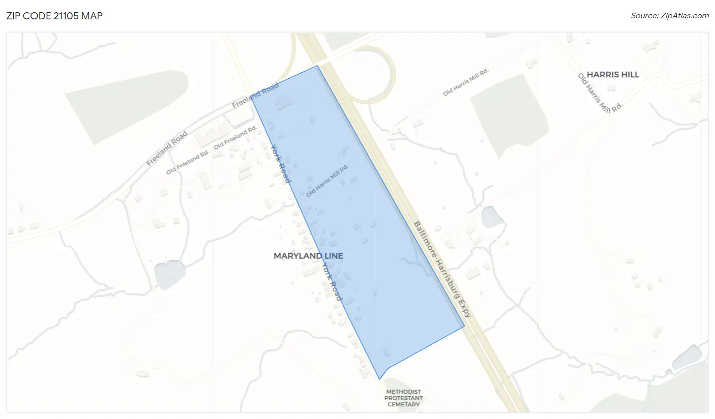 Zip Code 21105 Map