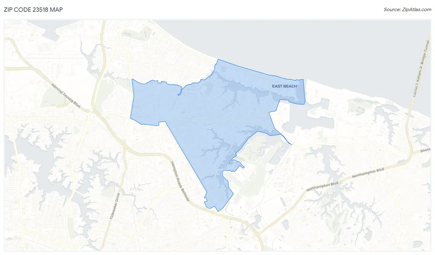 Zip Code 23518 Map