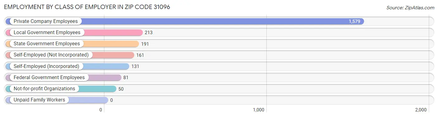 Employment by Class of Employer in Zip Code 31096