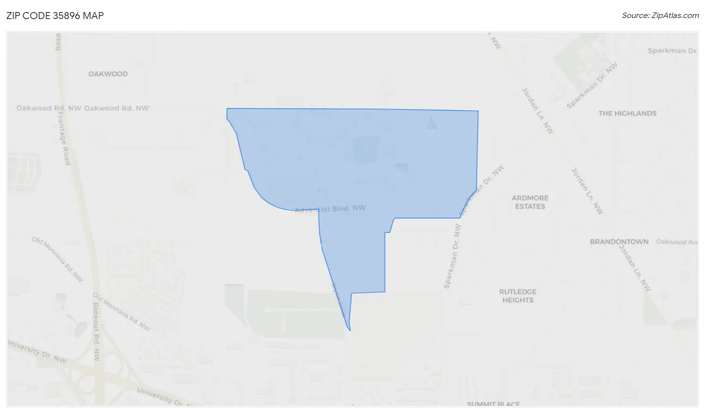 Zip Code 35896 Map