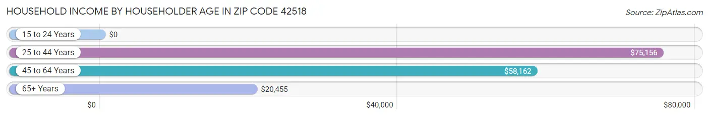 Household Income by Householder Age in Zip Code 42518