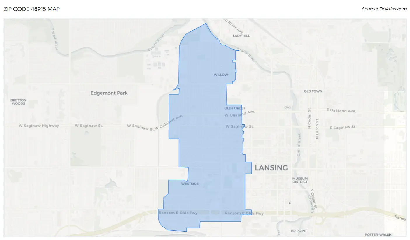 Zip Code 48915 Map