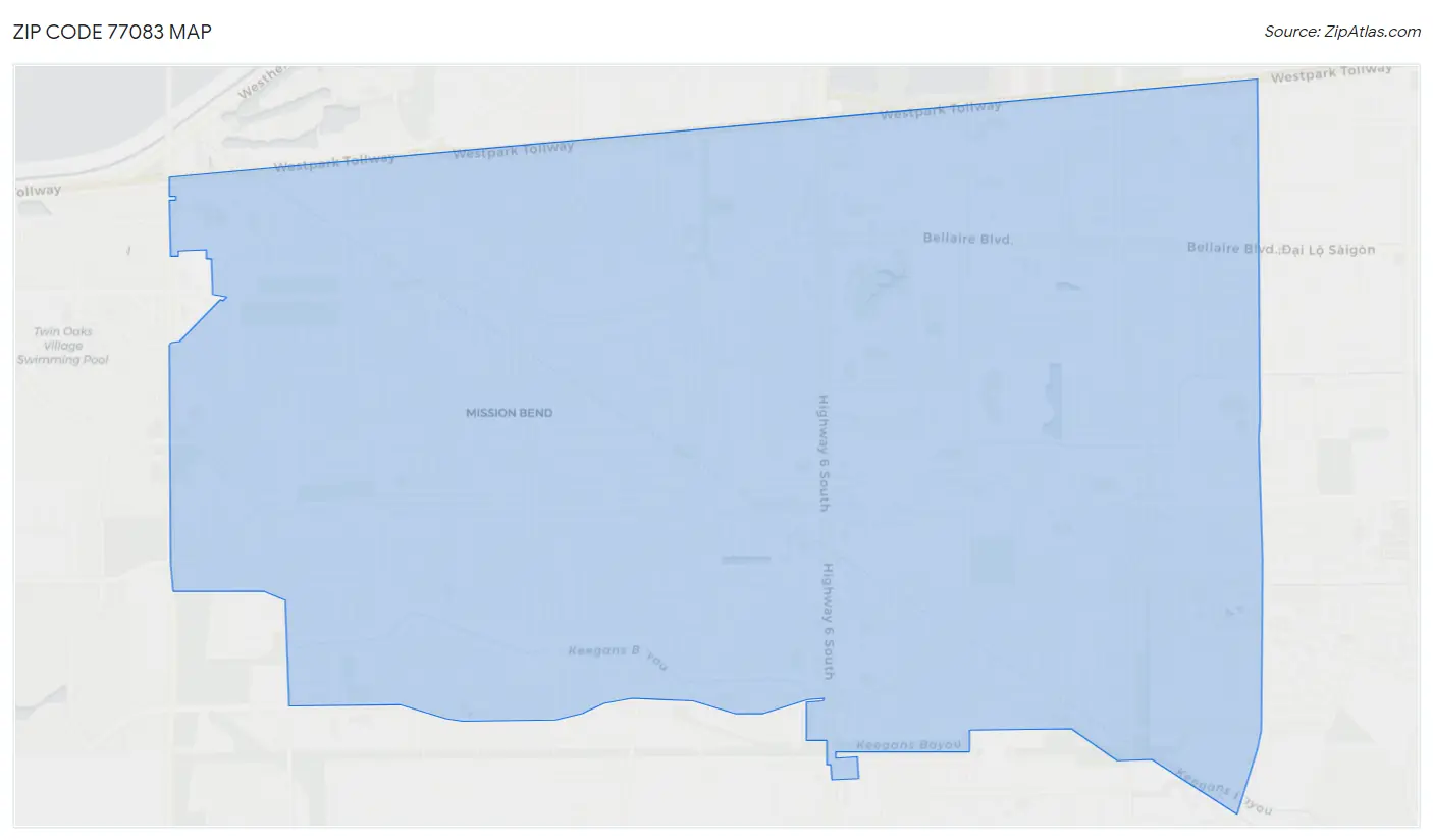 Zip Code 77083 Map