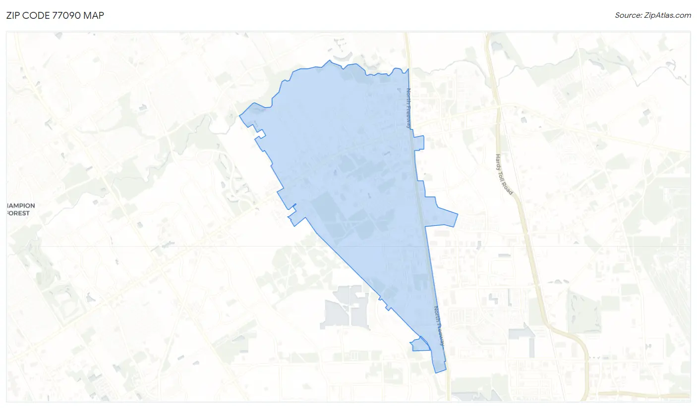 Zip Code 77090 Map