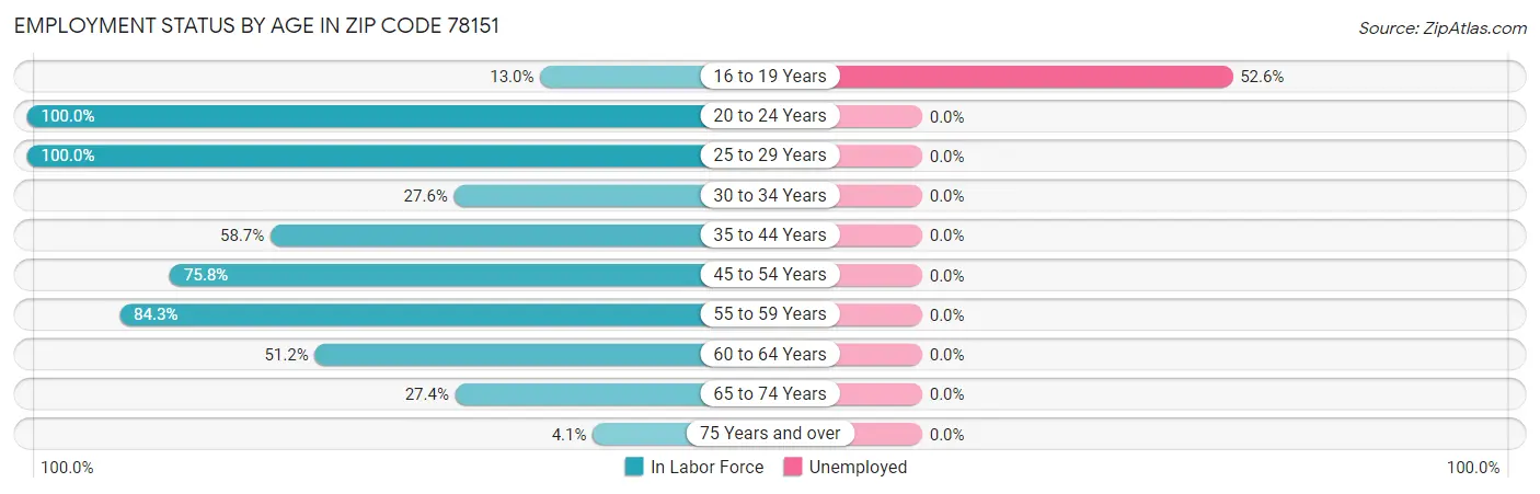 Employment Status by Age in Zip Code 78151