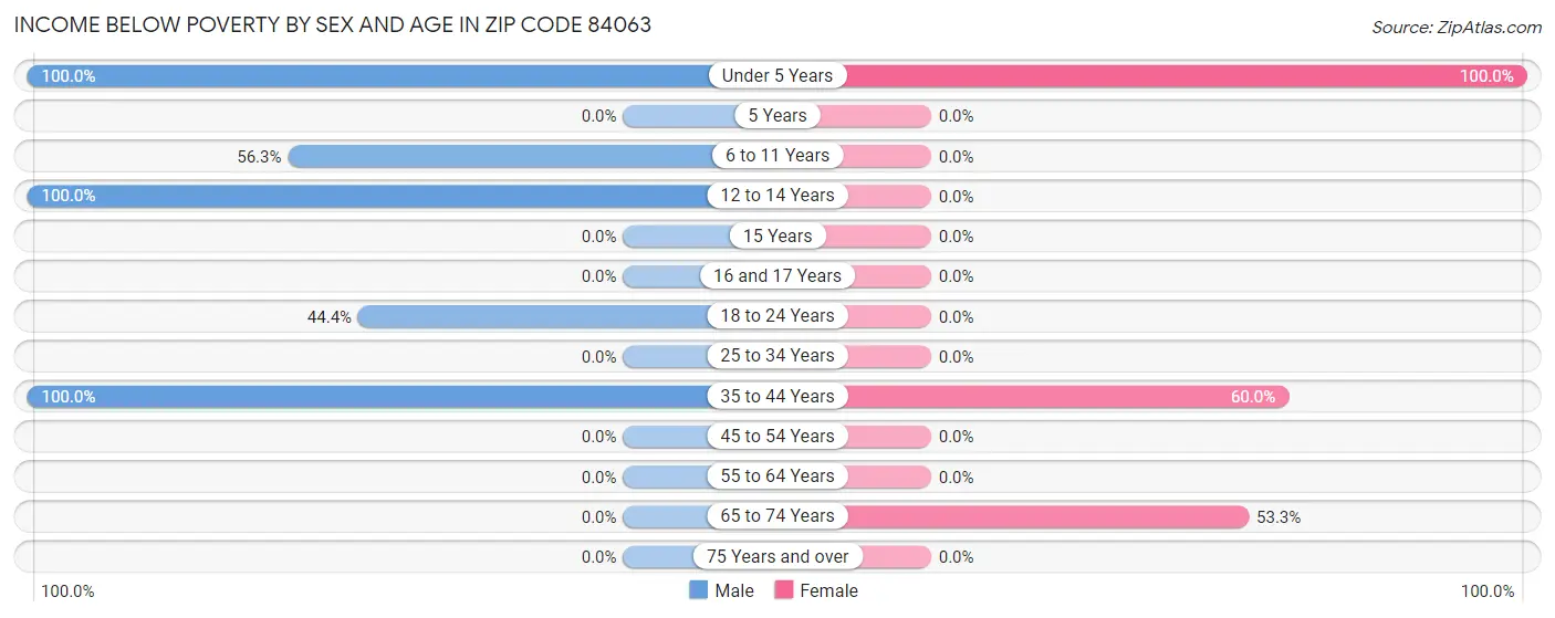 Income Below Poverty by Sex and Age in Zip Code 84063