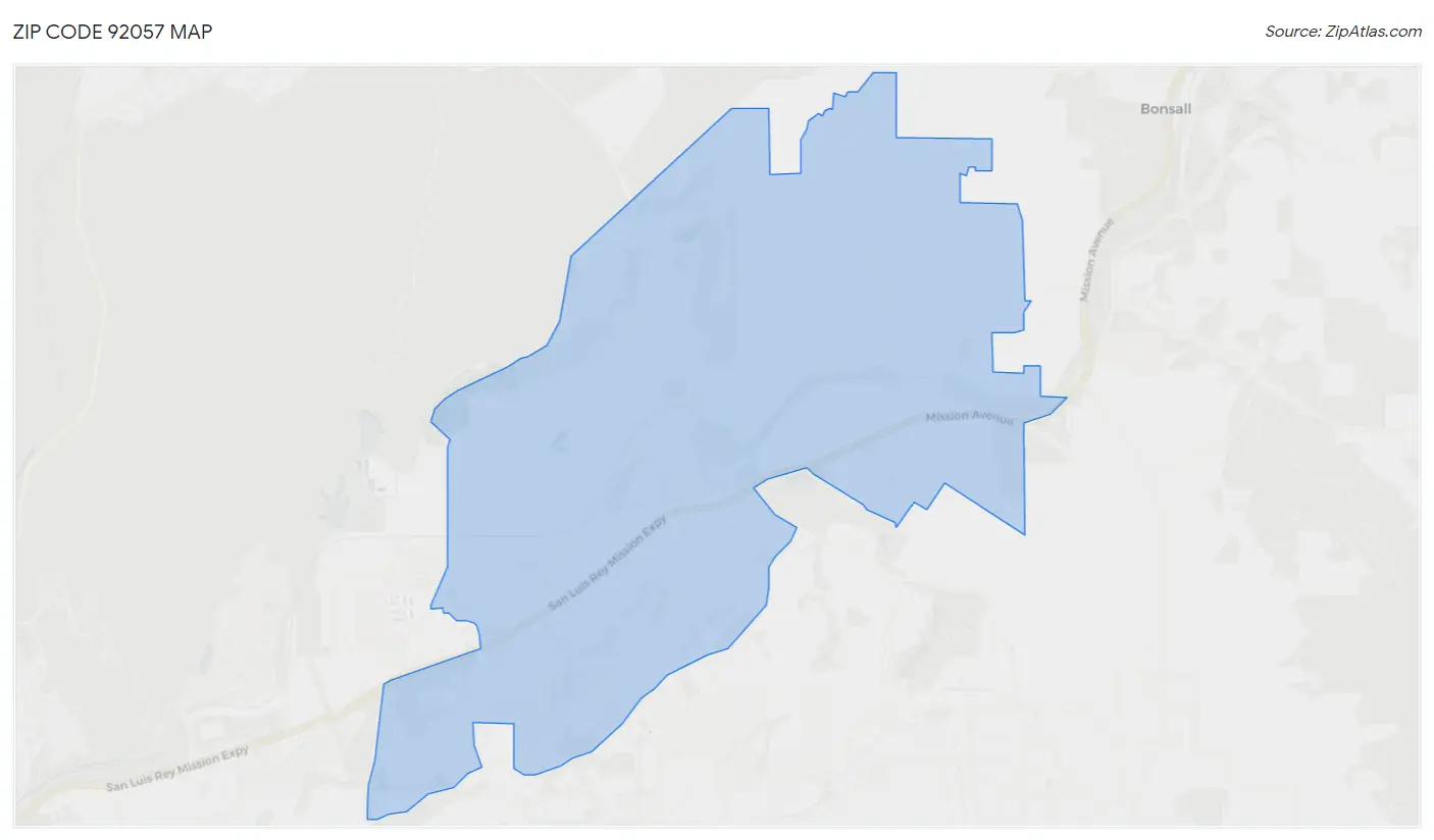 Zip Code 92057 Map