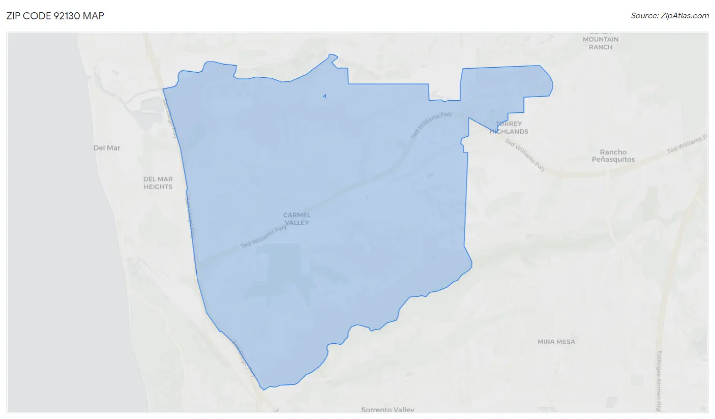 Zip Code 92130 Map