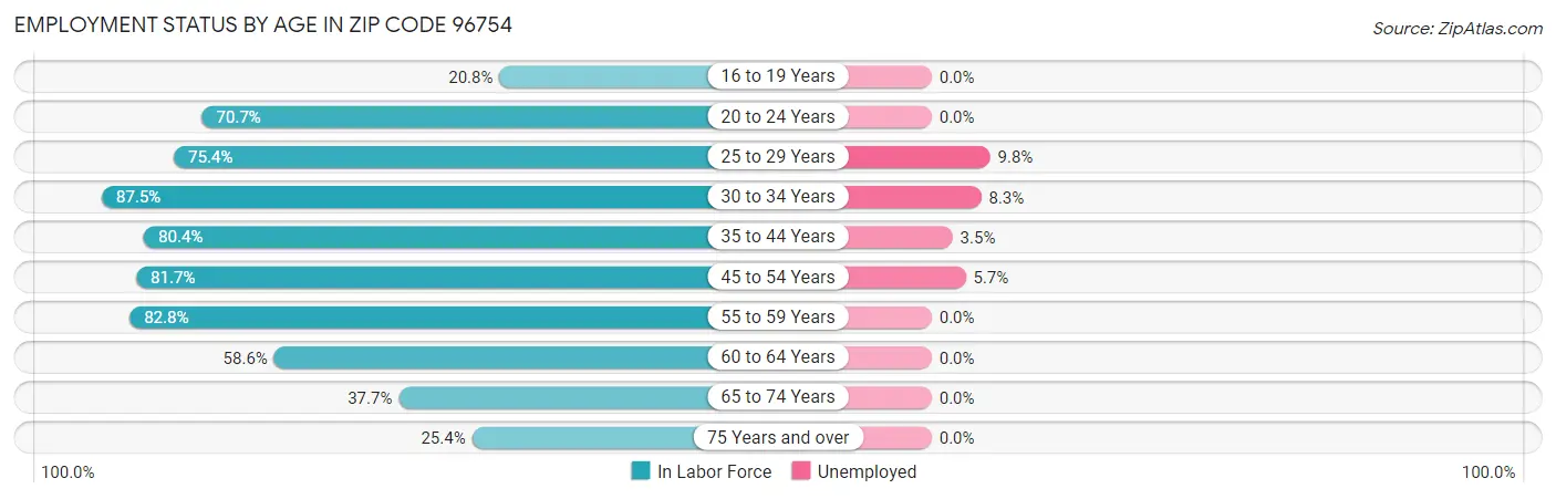 Employment Status by Age in Zip Code 96754